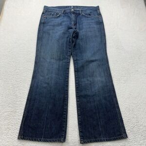 7 For All Mankind Mens A Pocket Bootcut Jeans Medium Wash Blue 36x31 Whiskered